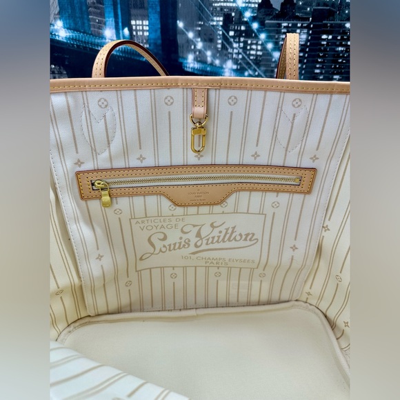 💕SOLD💕Louis Vuitton Neverfull MM Azur Beige Cursive - Picture 14 of 16